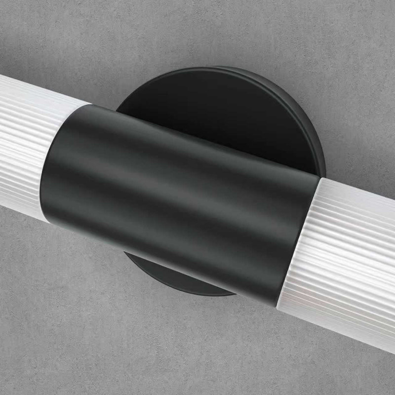 Barre d'éclairage DEL pour salle de bain à 2 ampoules à intensité variable à 2 lumières DEL H 22 po noir mat mat, Noir mat
