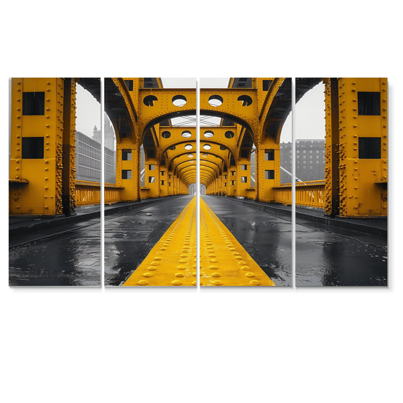 Ensemble d'art sur toile jaune et noir, H 28 po x l 48 po