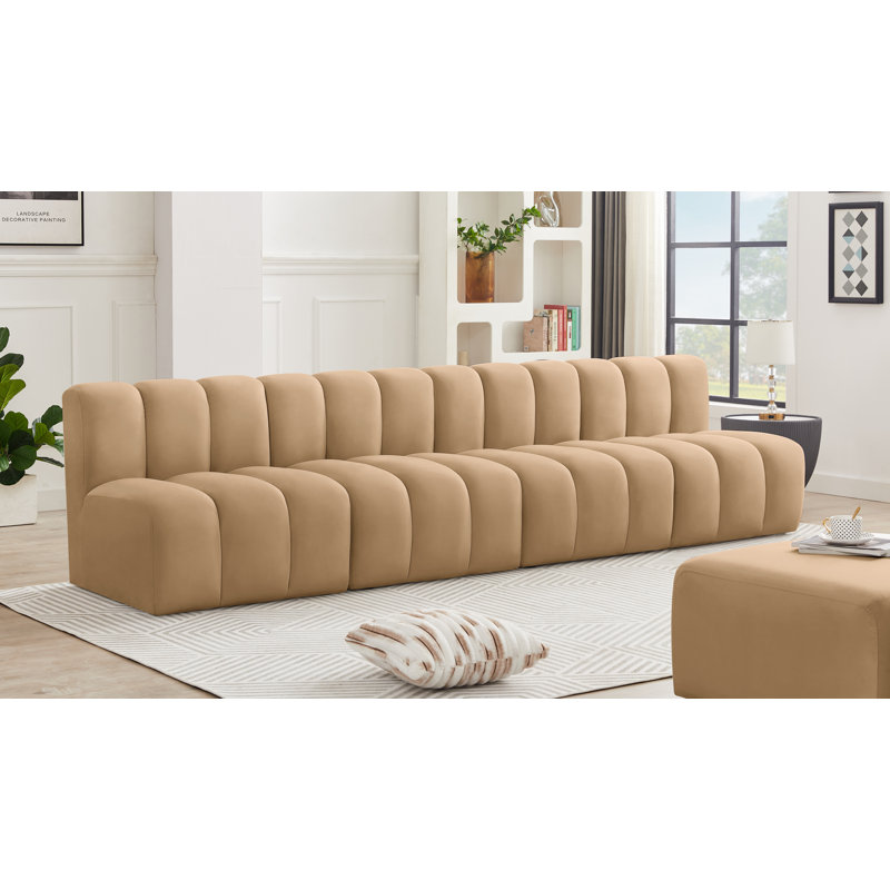 Kirchoffer Upholstered Sectional Reversible, Camel Velvet
