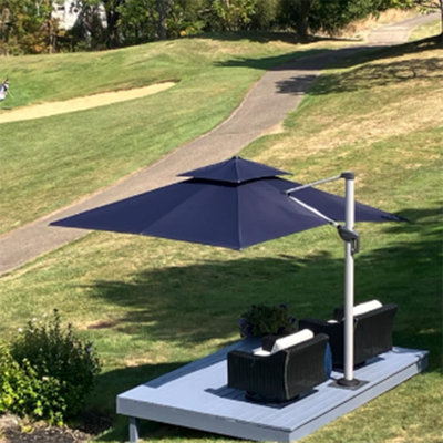 Hokku Designs 9' X 12' Rectangle Cantilever Umbrella With Steel Plate Base,Navy