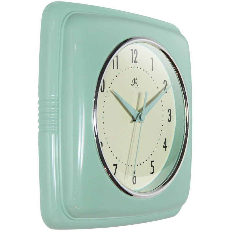 Orrwell Square Plastic Wall Clock 9.25 Inches, Pastel Green