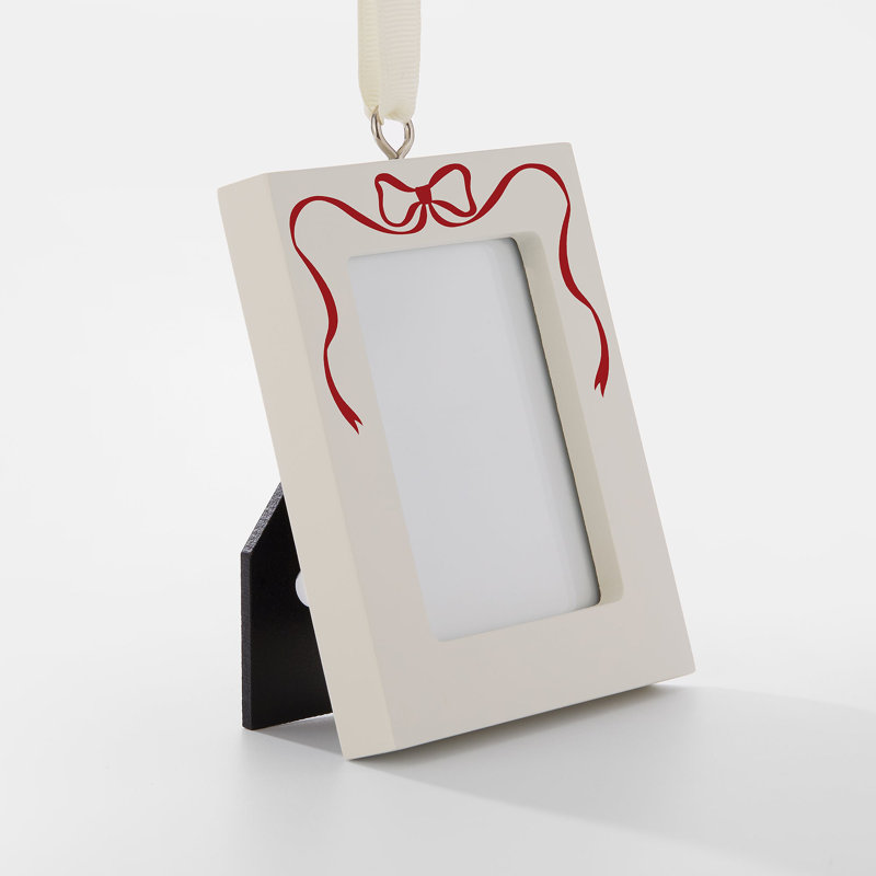Personalization Mall Christmas Bow Picture Frame Ornament, Red