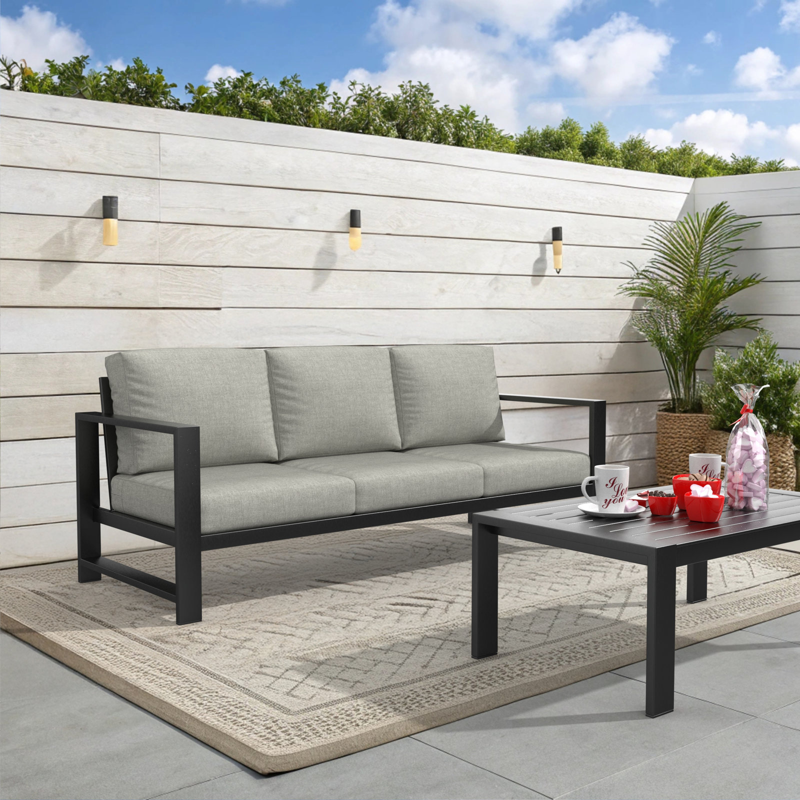 Dulcie 80" Sunbrella® Patio Sofa, Canvas Granite Sunbrella® Canvas