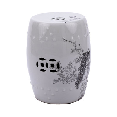 Tabouret de jardin peacock motif