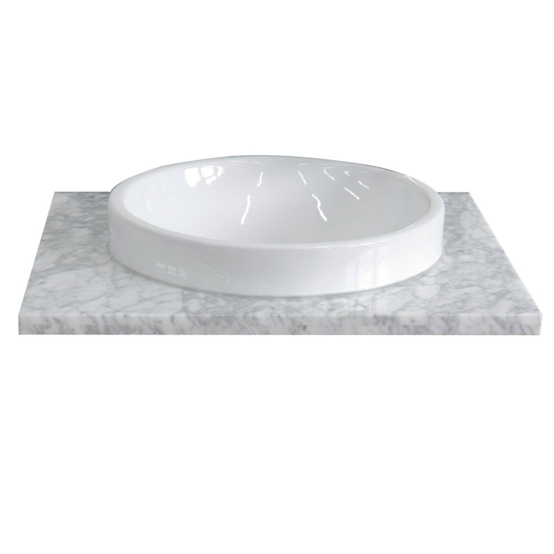 Plateau de meuble-lavabo simple 25 "avec lavabo, Marbre de Carrare blanc