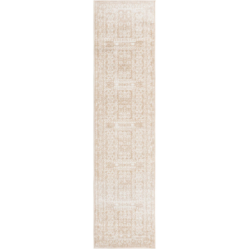 Tapis beige contemporain Micsunel, Tapis de couloir 2 pi x 8 pi