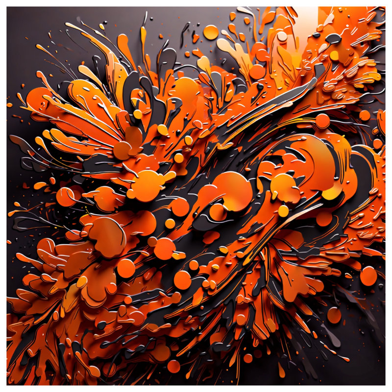 Orange Black Abstract Splatter Double Sided Throw Pillows, 14 x 14 inches