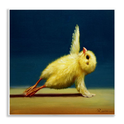 Cute Yellow Chick Stretching Yoga Detailed Painting