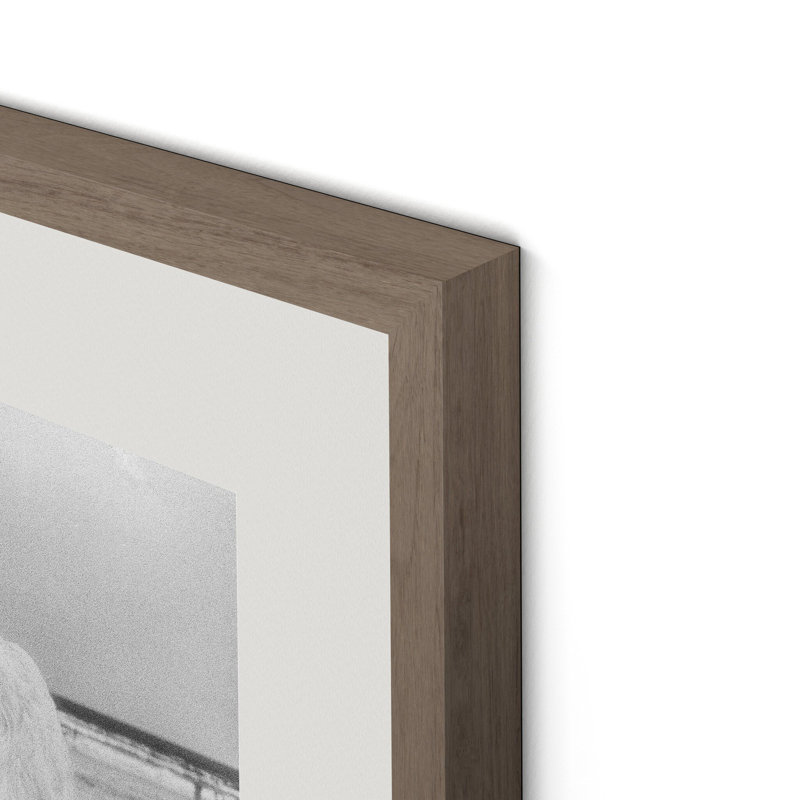 Lois At The Beach Print by Barbara Alper, W 24" x H 18", Rustic Walnut