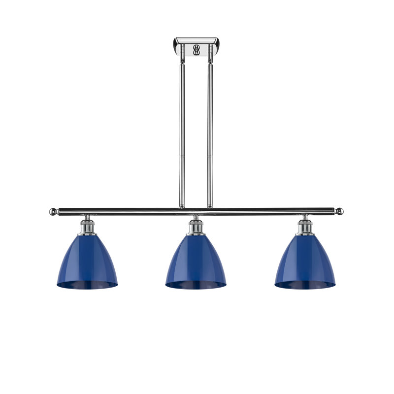 Amylee 3 - Light Kitchen Island Pendant, Blue, Polished Chrome