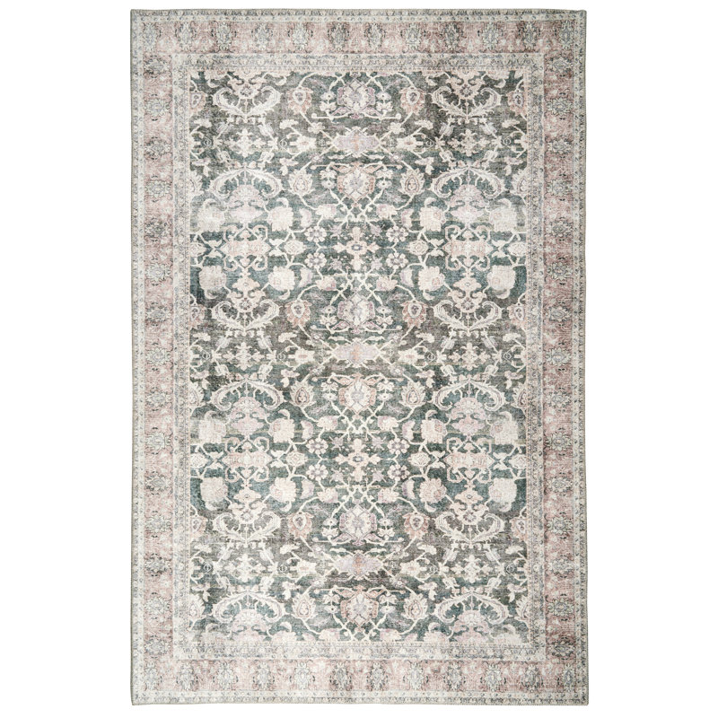 Machine Woven / Power Loomed Polyester Antique Floral Rug, Rectangle 7'6" x 9'6"