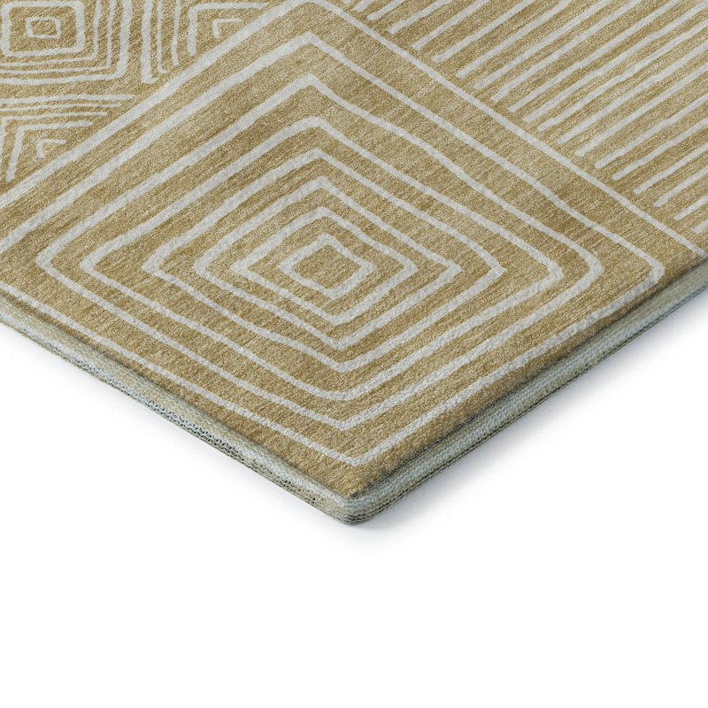 Tapis géométrique Corry AMF1044 lavable à la machine de qualité supérieure, Rond 8 pi