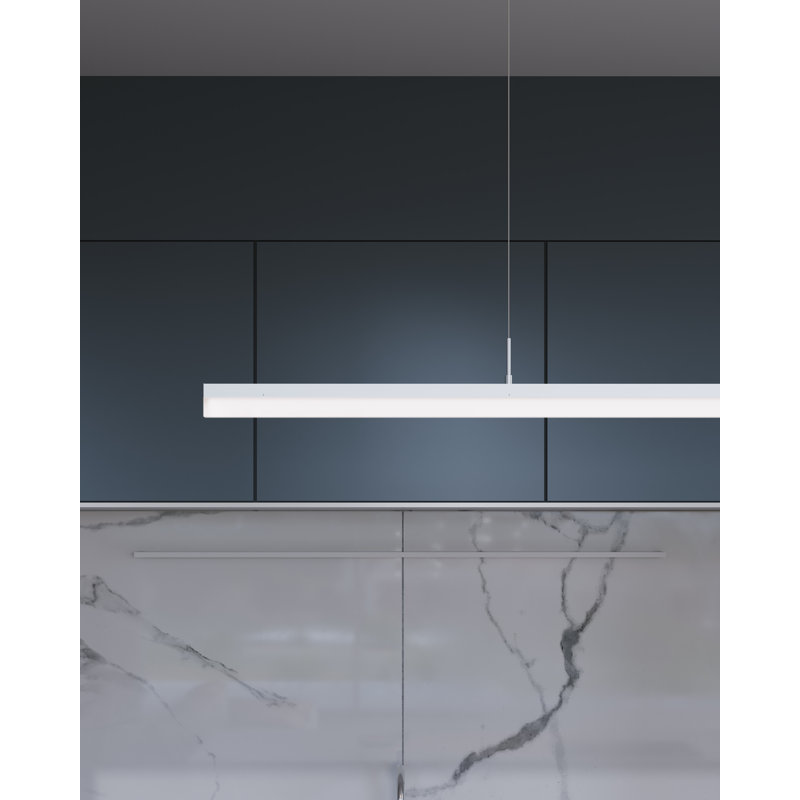 Stiletto 1 - Light LED Pendant, Bright Satin Aluminum, 1.75" H x 71.5" W x 0.75" D