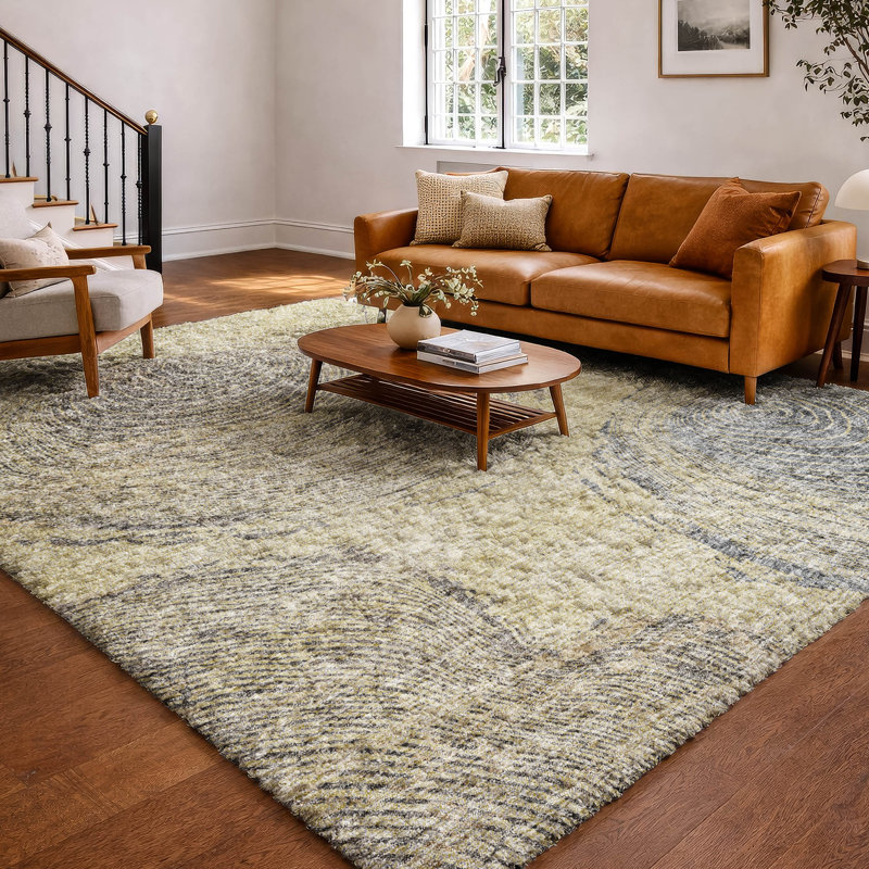 Tapis grain de bois de qualité supérieure lavable à la machine Dream Shag ADS713, Beige, 10' x 14'