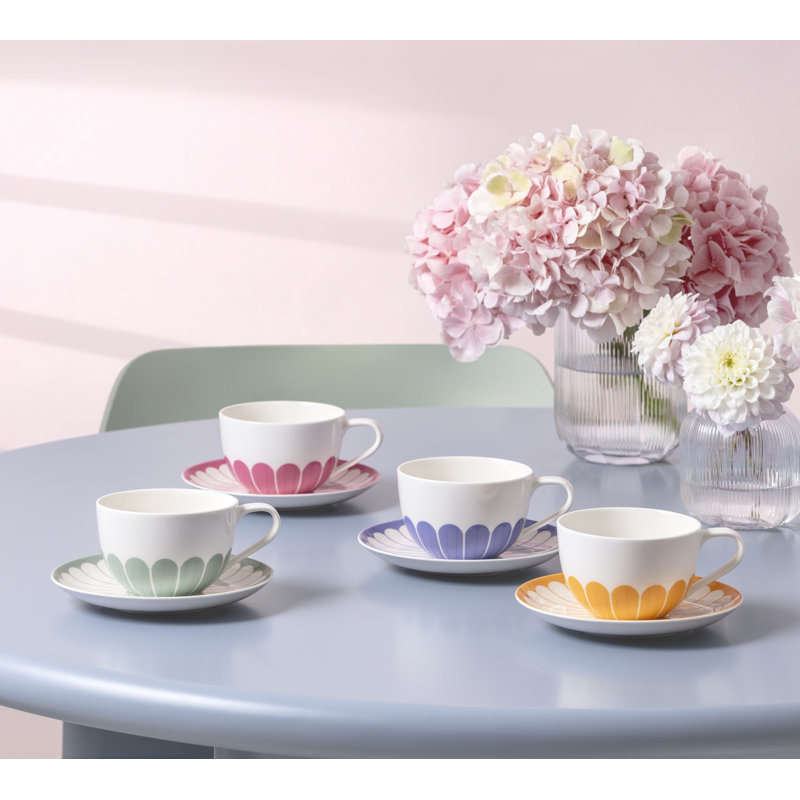 Villeroy & Boch Fleur Vert Collection Coffee Cup, Premium Porcelain, Made in Germany. Dishwasher and Microwave Safe, Cup for Coffee or Tea, Flower Pattern, 5.5 oz Capacity, 4.5x3.5x2.5 in, Green