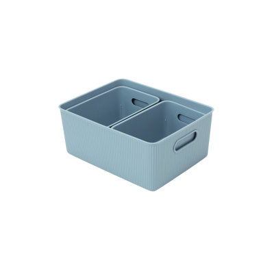Ensemble de bacs de rangement en plastique nervuré