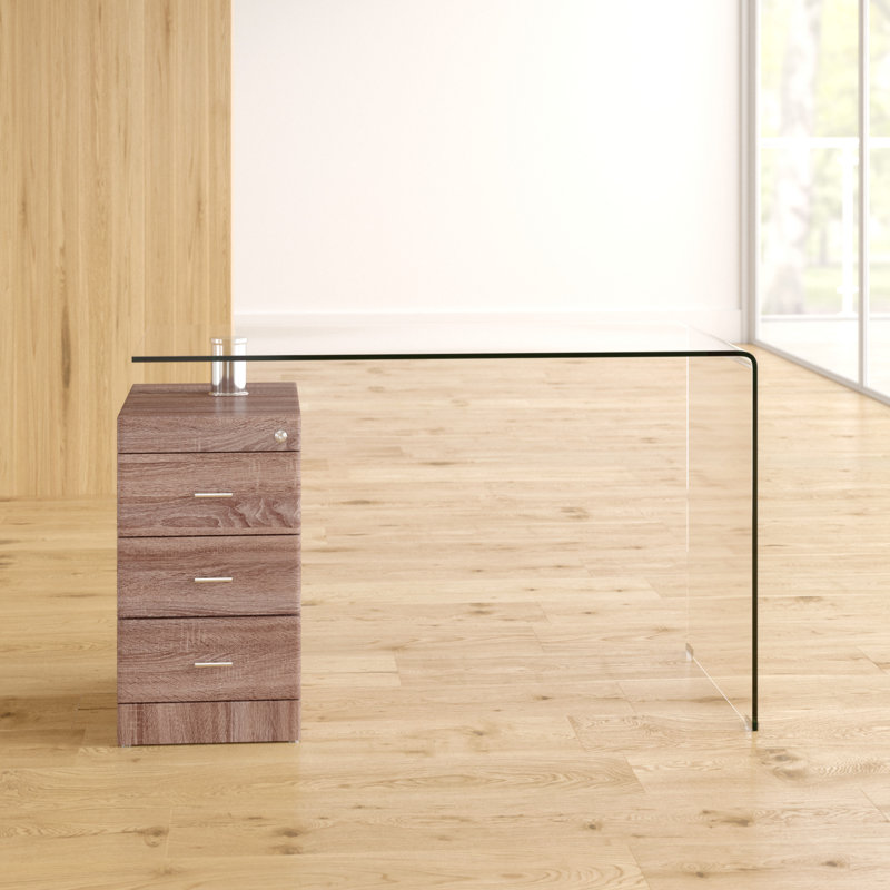 Damore Glass Solid Wood Writing Desk, Wood