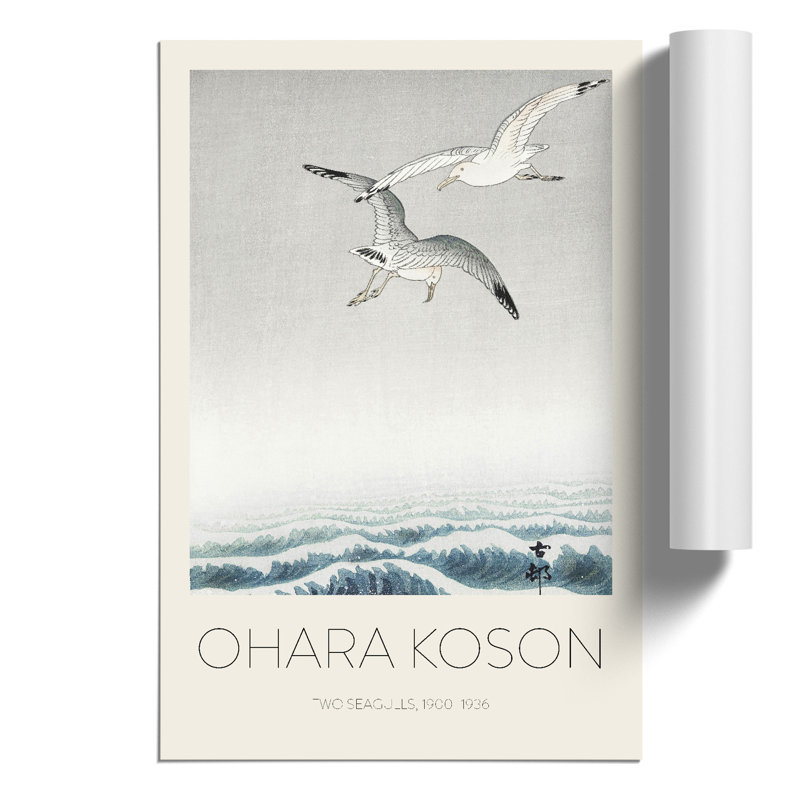 Three Seagulls Print by Ohara Koson - Frameless Print, 59cm H x 42cm W x 0.1cm D