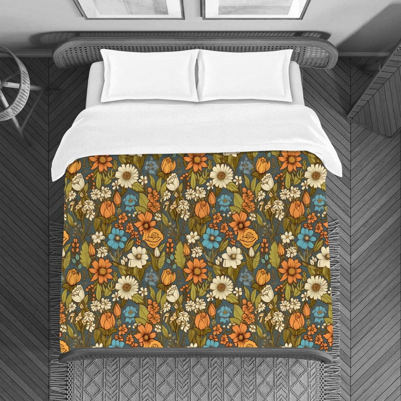 Housse de couette Floral Bedding Styles - vert, Housse de couette pour lit simple