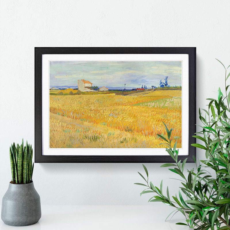 Wheat Field by Vincent Van Gogh - Picture Frame Painting, 27cm H x 36cm W x 2cm D, Black