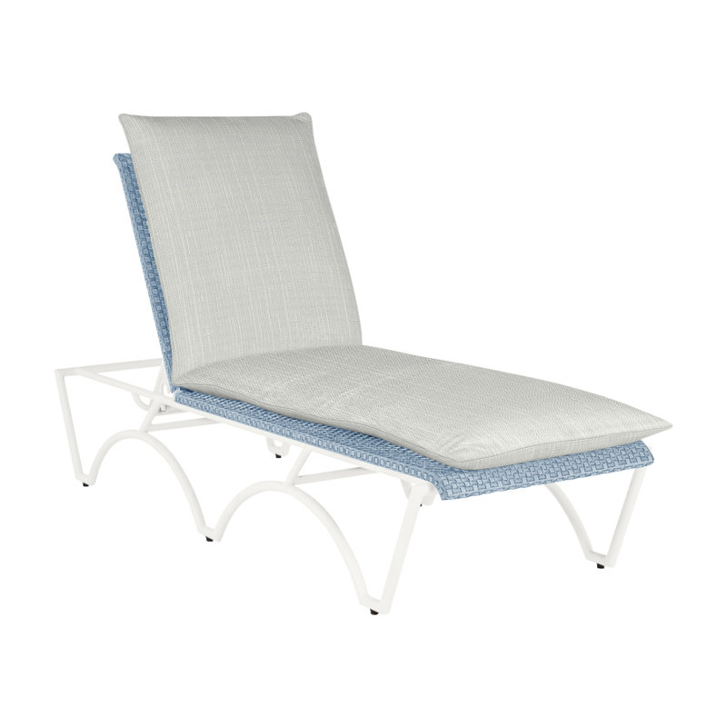 Savoy N-Dura Resin Wicker Outdoor Chaise Lounge, No Welt, Verona Silver, Chalk/Chambray
