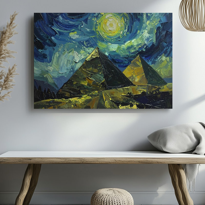 Impression sur toile, Pyramides du désert étoilées, H 11 po x l 14 po