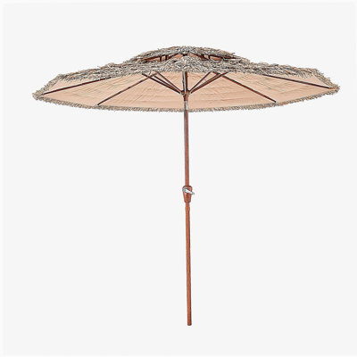 Tiki Umbrella 2-Tier Thatched Patio Umbrella 9 ft for Pool Patio Beach