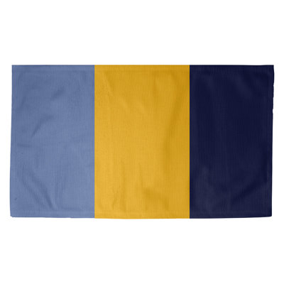 Tapis bleu/jaune/bleu rayé
