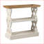 French Country White & amp; Table basse en bois naturel avec rangement à 3 niveaux pour les petits espaces de salon