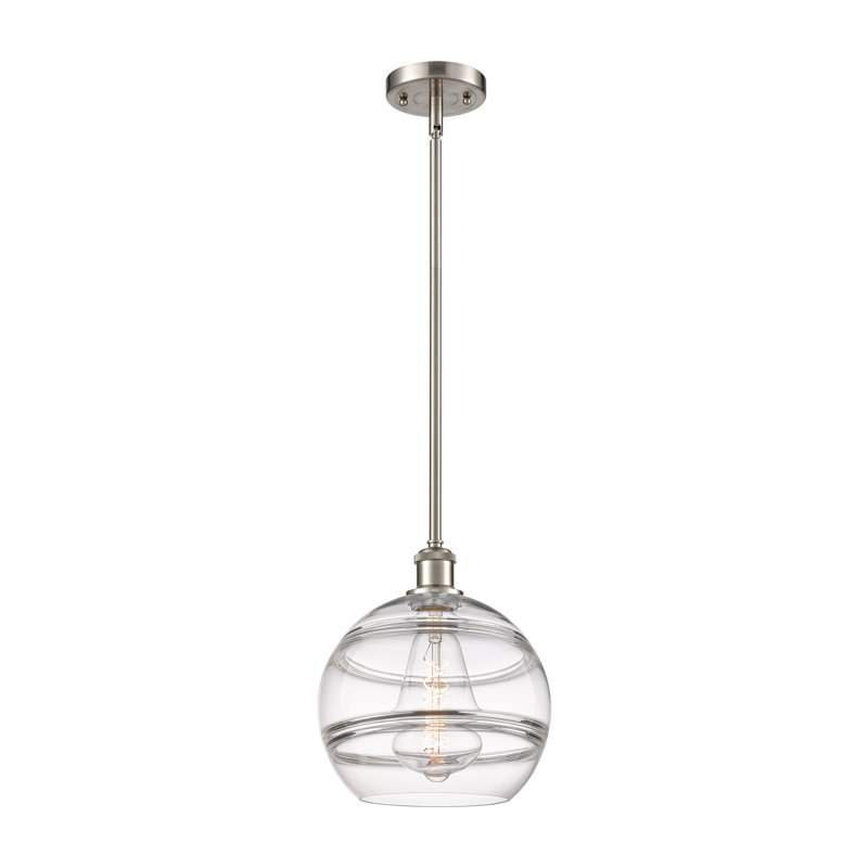 Ballston Bienes 1 Light 10" Stem Hung Mini Pendant-516-G556, 11.63" H x 10" W x 10" D, Clear, Brushed Satin Nickel