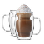JoyJolt Cadus Double Wall Coffee Tea Glasses, 16oz