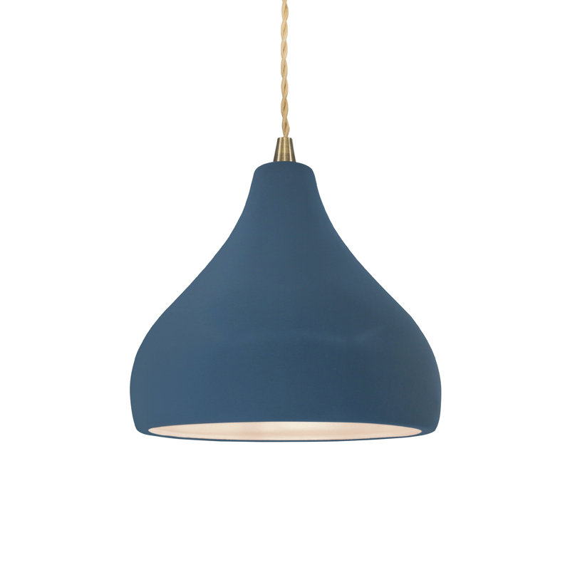 Luminaire suspendu à 1 lumière Meydan, H 7,25 po x l 8 po x P 8 po, Ciel de minuit / blanc mat / beige noir mat