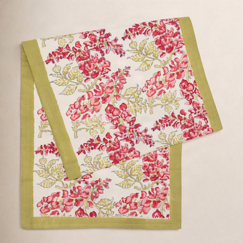 Kappa Rectangular Table Runner, 72" x 16", Pink/Green