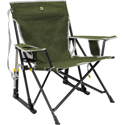 Kickback Rocker Camping Chair | Portable Folding Rocking Chair With Durable Armrests, Drink Holder & Relaxed Lowered Seat For Comfort