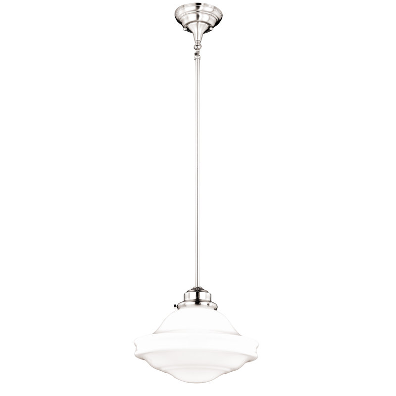 Owen 1 - Light Single Pendant, Milk Glass, Satin Nickel, 11.75'' H x 12'' W x 12'' D