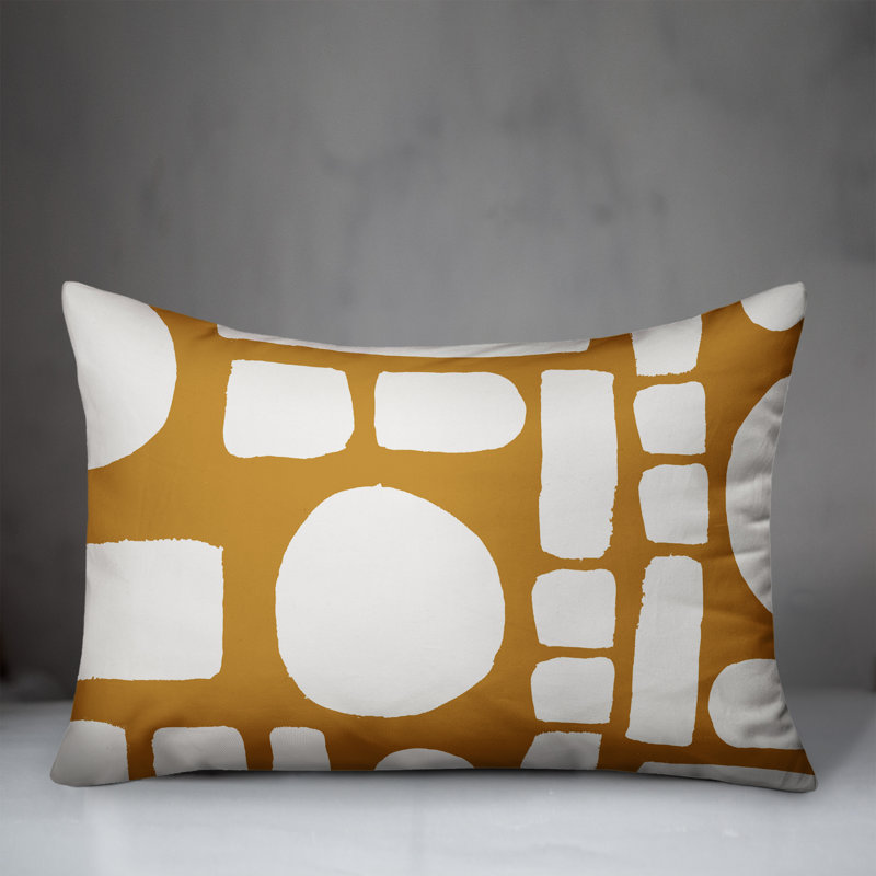  Coussin intérieur / extérieur géométrique, Orange / jaune / blanc