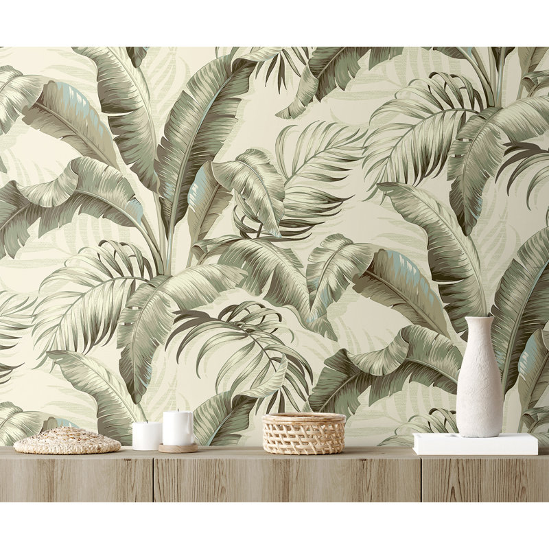 Tommy Bahama Palmiers Peel And Stick Wallpaper Roll, Silver Birch