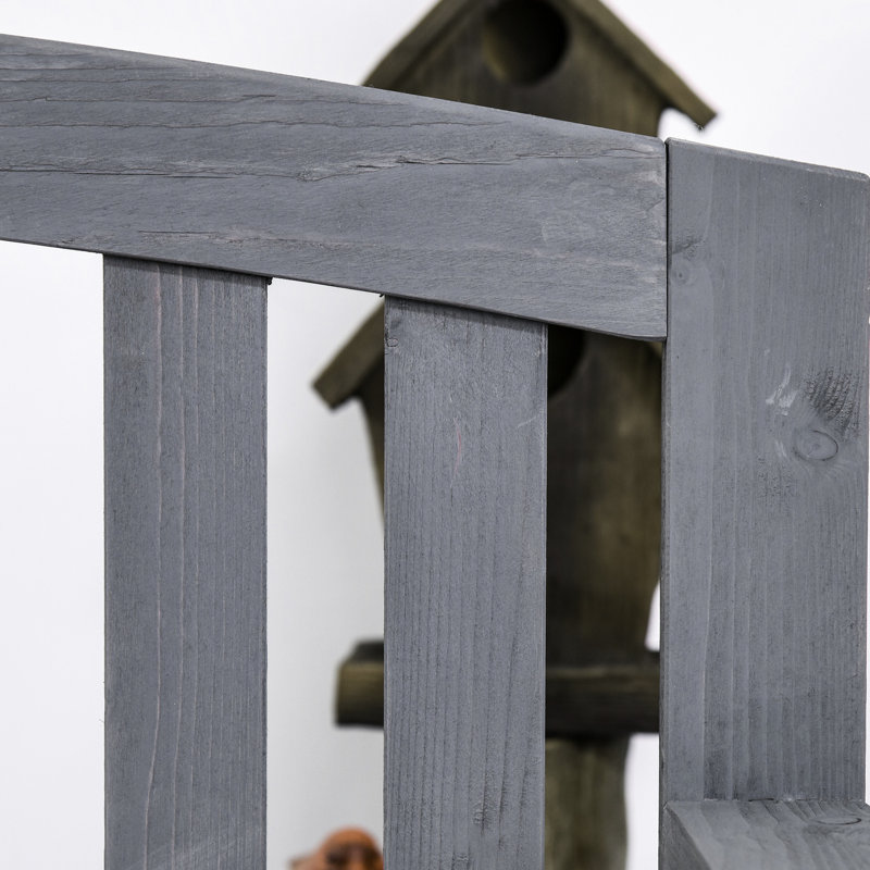 Gray 56" 2 Outdoor Wood Bench With And Armrest For Patio, Porch, Poolside, Balcony Balcony,