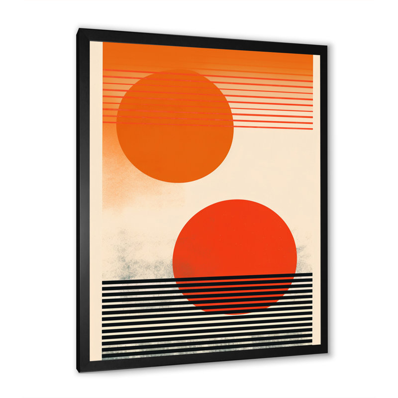 «Minimal Geometric Orange Bold Sunset» sur toile, H 20 po x l 12 po x P 1 po, Cadre photo noir