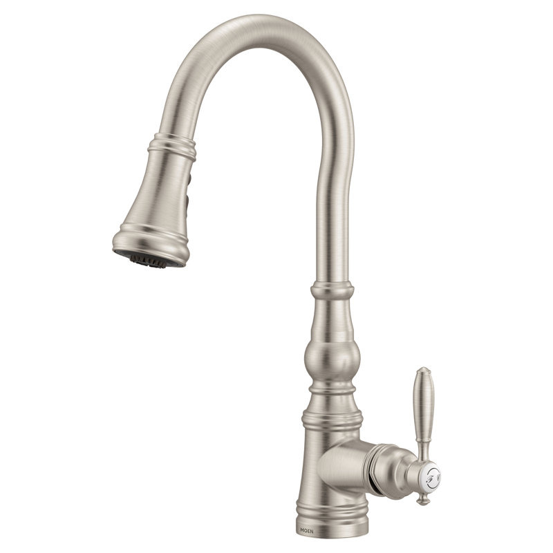 Moen Weymouth One-Handle Pull Down Single Handle Kitchen Faucet with Power Boost, Spot Resist Stainless