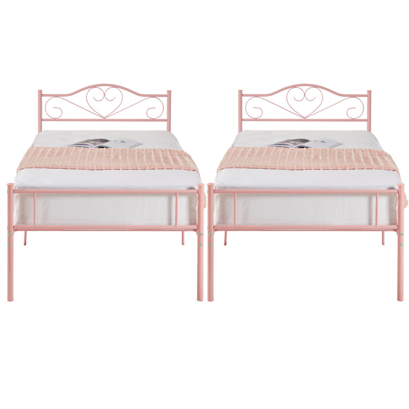 Ensemble de base de lit simple Embourg, Rose
