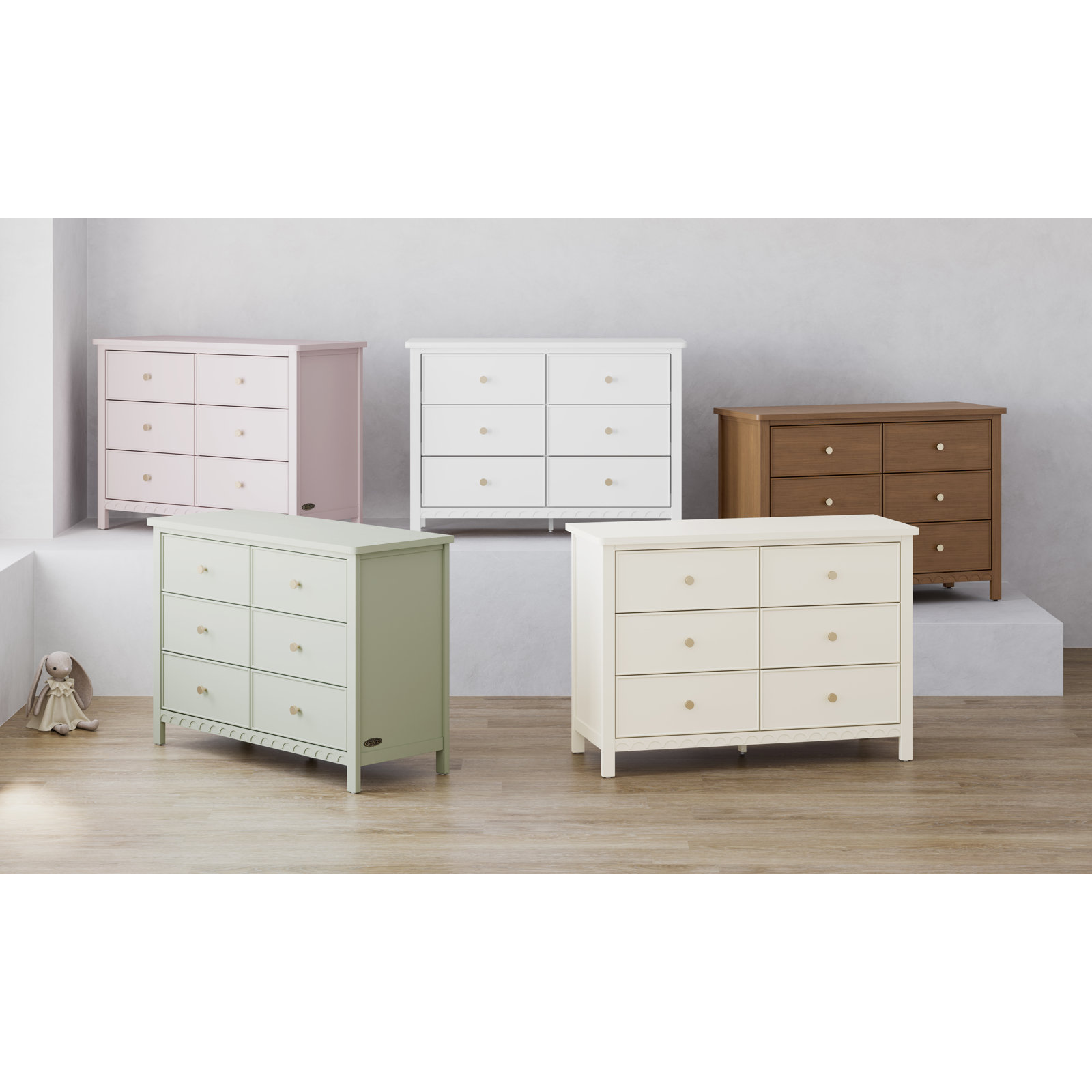 Sasha 6-Drawer Double Dresser, White