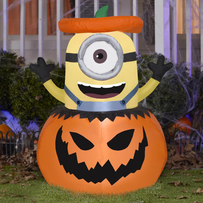  3.5 ft. Prelit Minion Stuart in Jack-O'-Lantern Inflatable