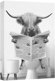 Animals Funny Bathroom Decor Black and White Highland Cow Sit On Toilet Large Framed Canvas Print Wall Art
