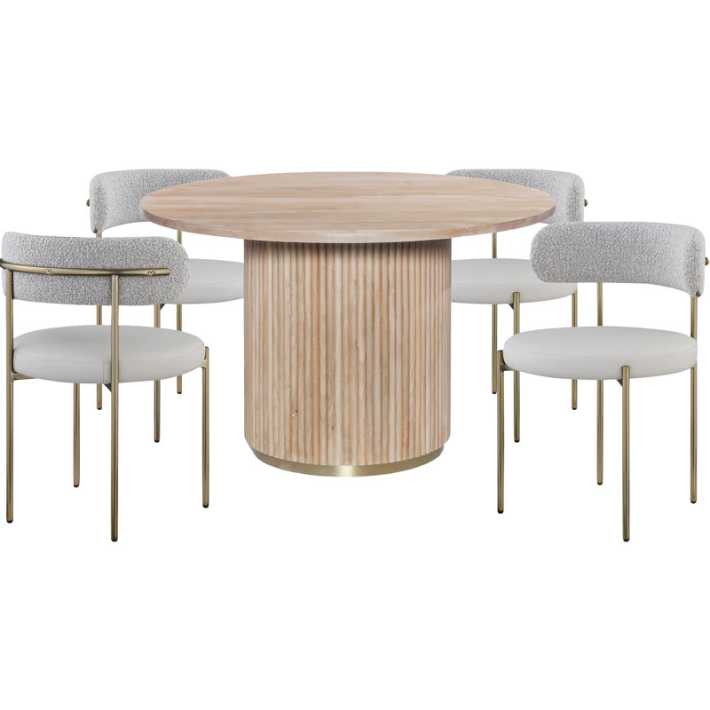 Meridian Furniture Creekmore Dining Table + 4 Dining Chair Set, Taupe