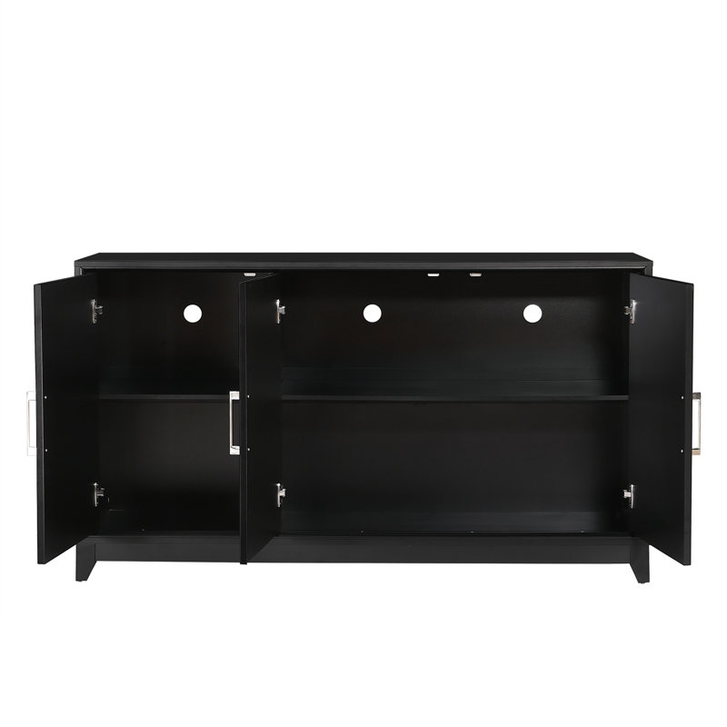 Console Cabinet with 2 Spacious Storage Space, Black