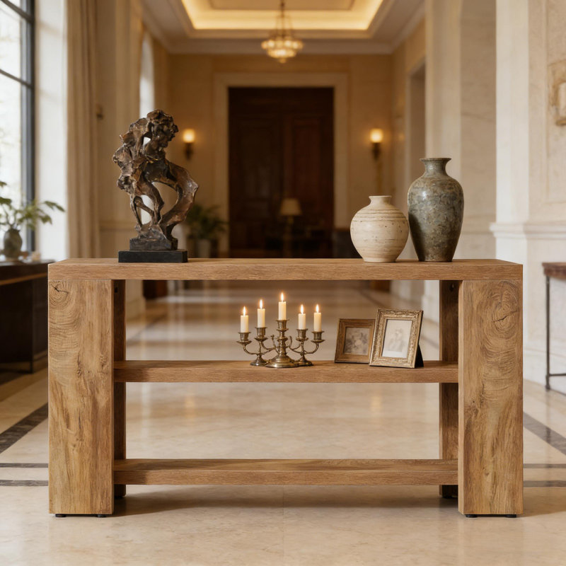 Side Table  70 x 11 x 33 Inch (MDF) - Natural  1 Piece
