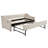 Twin Size Upholstered Daybed with Trundle,USB Port ,Side Pockets,Velvet Daybed with Button on Back and Piping on Waved Shape Arms for Bedroom Guest Room-1914367369