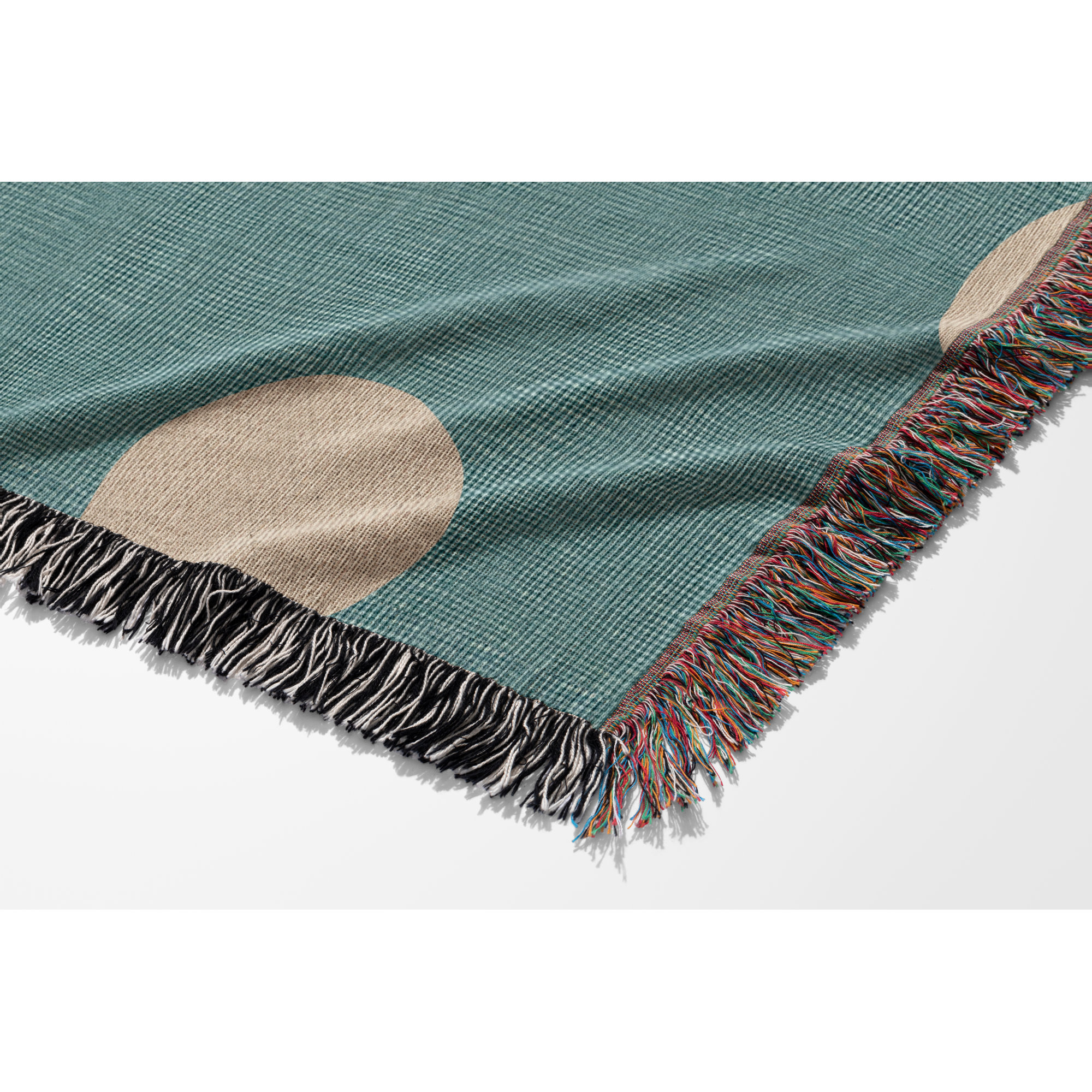 Leonore Cotton Hand Woven Throw Blanket, Blue/Beige, Throw