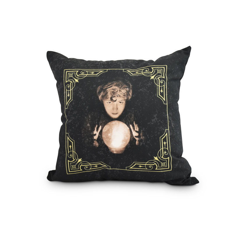Oreiller carré Witches Brew, 16 po x 16 po, Jaune / noir